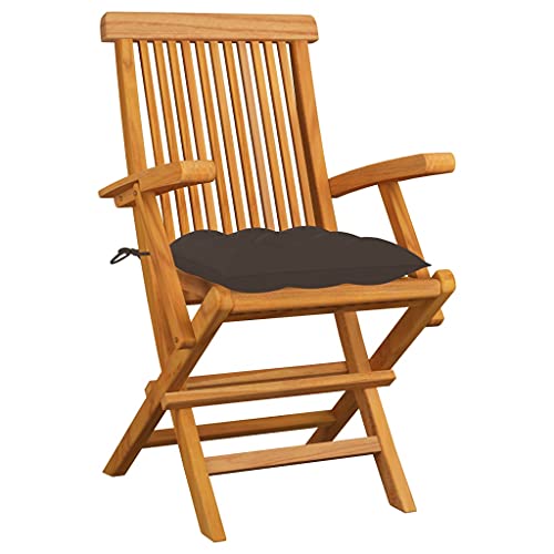 Kangmusi Gartenstühle mit Taupe Kissen 3 STK. Massivholz Teak,3062537 von Generic