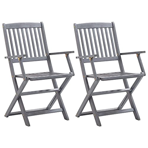 Kangmusi Klappbare Gartenstühle 2 STK. mit Sitzkissen Massivholz Akazie,3064493 von Generic