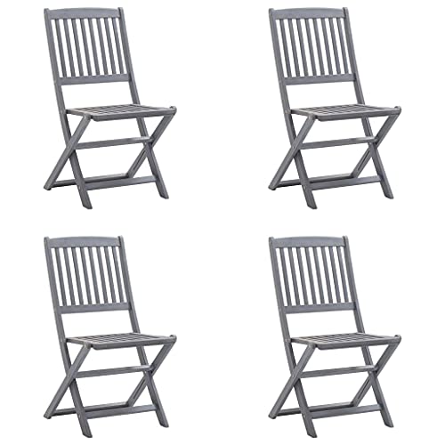 Kangmusi Klappbare Gartenstühle 4 STK. mit Kissen Massivholz Akazie,3064576 von Generic