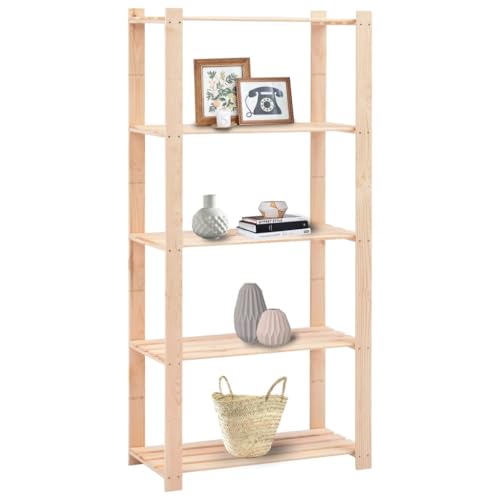 Kangmusi Lagerregale 5 Böden 2 STK. 80×38×170cm Kiefer Massivholz 250kg, Beige 279404 von Generic