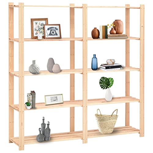 Kangmusi Lagerregale 5 Böden 3 STK. 170x38x170cm Massivholz Kiefer 500kg, Beige 3051110 von Generic