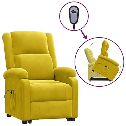 Kangmusi Massagesessel mit Aufstehhilfe Gelb Samt,3124843 von Generic