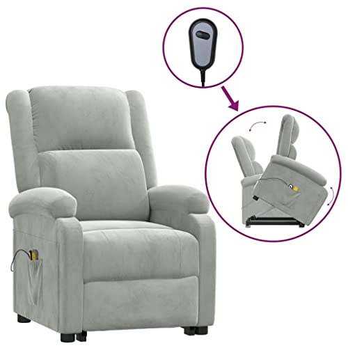 Kangmusi Massagesessel mit Aufstehhilfe Hellgrau Samt,3124836 von Generic