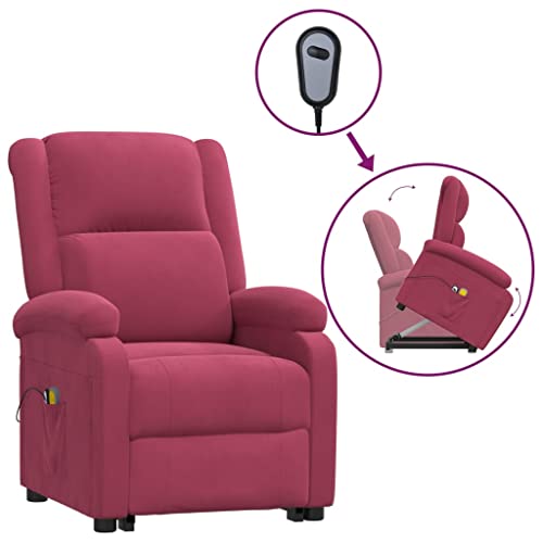 Kangmusi Massagesessel mit Aufstehhilfe Weinrot Samt,3124841 von Generic