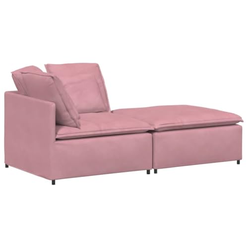 Kangmusi Modulares Sofa mit Fußhocker Kissen Samt Rosa,3321222 von Generic