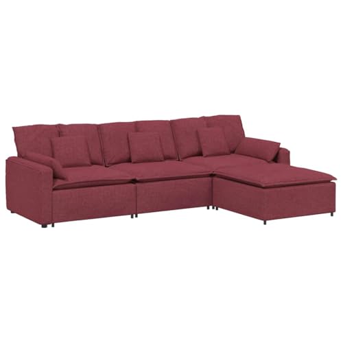 Kangmusi Modulares Sofa mit Fußhocker und Kissen Weinrot,3321060 von Generic
