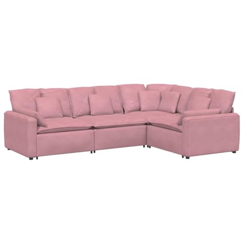 Kangmusi Modulares Sofa mit Kissen Samt Rosa,3321162 von Generic
