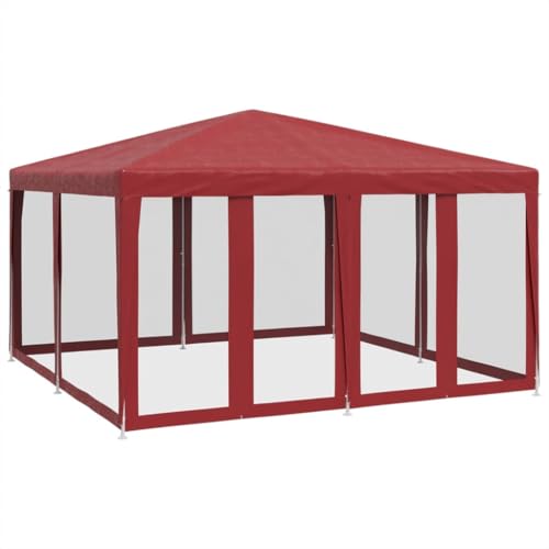 Kangmusi Partyzelt mit 8 Mesh-Seitenteilen Rot 4x4 m HDPE,4010065 von Generic