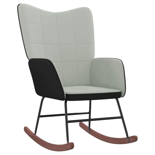 Kangmusi Schaukelsessel Hellgrau Samt und PVC, Grau 327875 von Generic