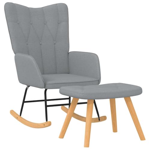 Kangmusi Schaukelsessel mit Hocker Hellgrau Stoff, Grau 327622 Kangmusi Schaukelsessel mit Hocker Hellgrau Stoff, Grau 327622 von Generic
