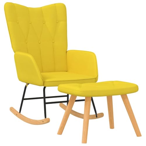 Kangmusi Schaukelsessel mit Hocker Senfgelb Stoff, Gelb 327629 von Generic
