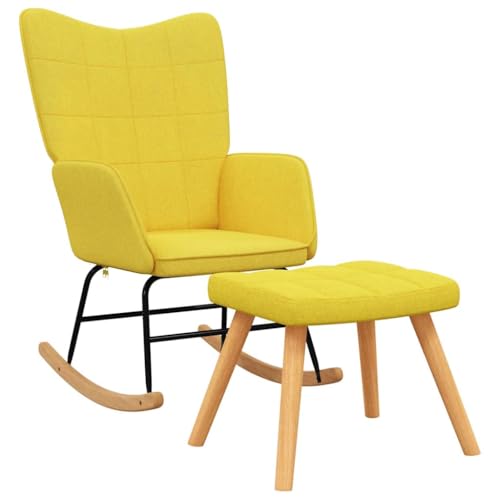 Kangmusi Schaukelsessel mit Hocker Senfgelb Stoff, Gelb 328025 von Generic