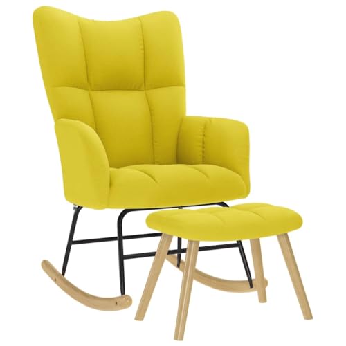 Kangmusi Schaukelsessel mit Hocker Stoff Hellgelb, Gelb 4016809 von Generic