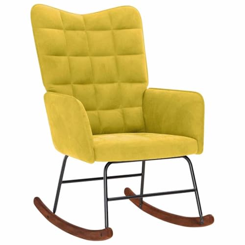 Kangmusi Schaukelstuhl Gelb Samt, Gelb 4016839 von Generic