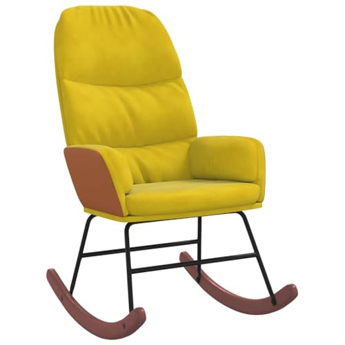 Kangmusi Schaukelstuhl Gelb Samt, Gelb 4102628 von Generic