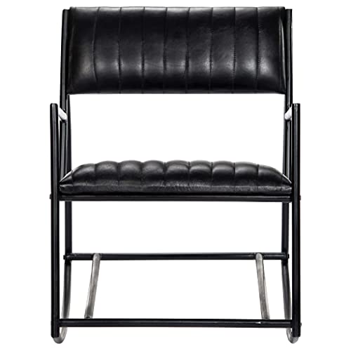 Kangmusi Schaukelstuhl Schwarz Echtleder, Schwarz 282905 von Generic