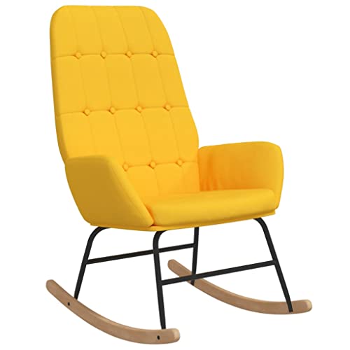 Kangmusi Schaukelstuhl Senfgelb Stoff, Gelb 341260 von Generic
