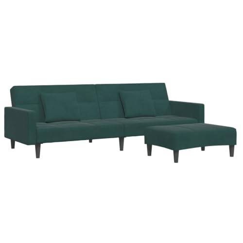 Kangmusi Schlafsofa 2-Sitzer mit Fußhocker Dunkelgrün Samt,3258118 von Generic