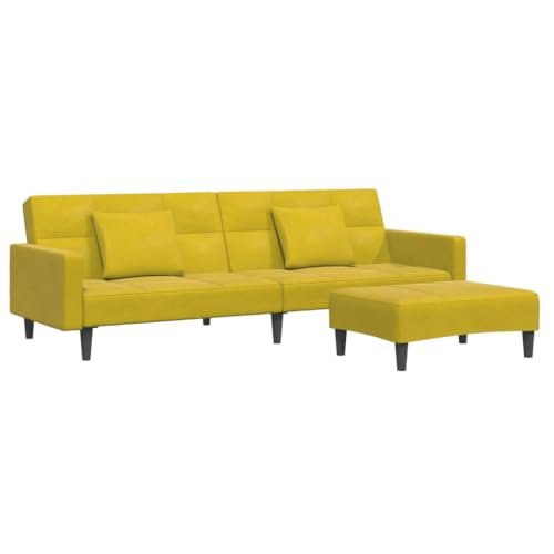 Kangmusi Schlafsofa 2-Sitzer mit Fußhocker Gelb Samt,3258120 von Generic