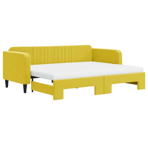 Kangmusi Tagesbett Ausziehbar mit Matratzen Gelb 90x200 cm Samt,3197092 von Generic