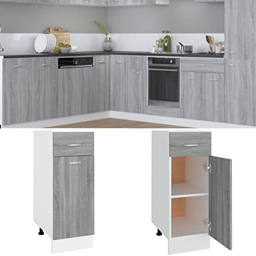 Kangmusi Unterschrank mit Schublade Grau Sonoma 30x46x81,5 cm, kangmusi815568 von Generic