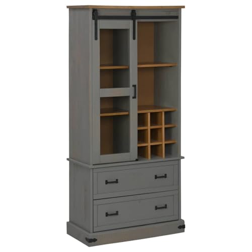 Kangmusi Weinschrank Halden mit Weinregalen und Schiebetür Grau Kiefer,4018435 Kangmusi Weinschrank Halden mit Weinregalen und Schiebetür Grau Kiefer,4018435 von Generic