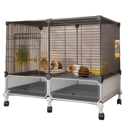 Kaninchenkäfig Auf Rädern Für Innenbereich Geräumiger Kaninchenstall Mit Herausnehmbarem Tablett Für Einfache Reinigung Stabiles Kleintierhaus Mit Zubehör(Black) von Generic