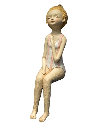 Kantenhocker Mädchen Nele | Dekofigur Badenixe Skulptur Kantensitzer | 50 cm von Generic