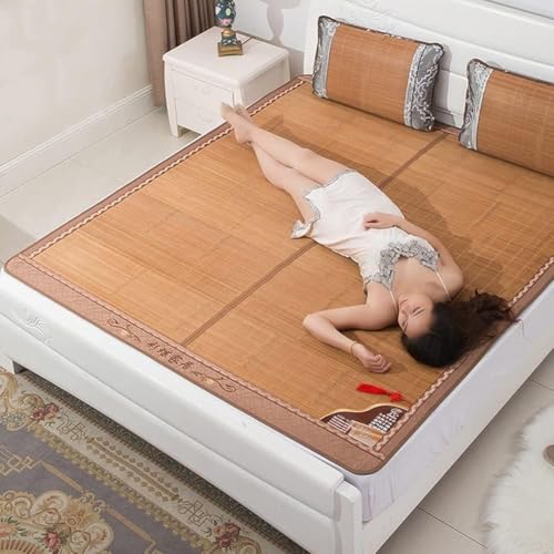 Karbonisierter Bambus Schlafmatte Bettwäsche Stroh Matte Sommer Schlafmatten Bettmatte Falten Doppelseitig Verwendung Zuhause Schlafzimmer Kühlung, B, 1.2×1.9m Karbonisierter Bambus Schlafmatte Bettwäsche Stroh Matte Sommer Schlafmatten Bettmatte Falten Doppelseitig Verwendung Zuhause Schlafzimmer Kühlung, B, 1.2×1.9m von Generic