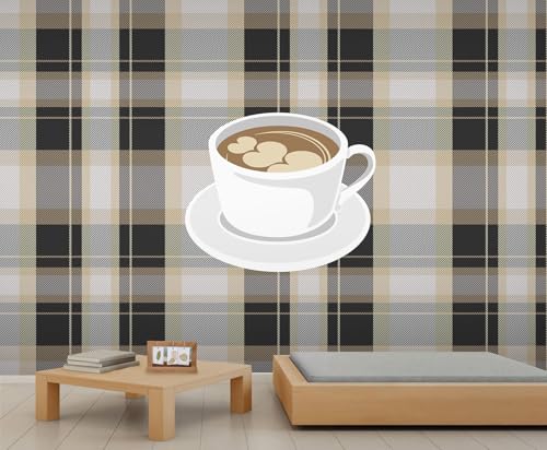 Karierte Tapete Kaffee Tapete für Mädchenschlafzimmer Kaffeetasse Wandbilder für Wohnzimmer Schwarz Weiß Beige Büro Tapete Wohnzimmer Wandbild Poster 350 X 256 cm Karierte Tapete Kaffee Tapete für Mädchenschlafzimmer Kaffeetasse Wandbilder für Wohnzimmer Schwarz Weiß Beige Büro Tapete Wohnzimmer Wandbild Poster 350 X 256 cm von Generic