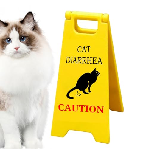 Katze Erbrechen Zeichen, Erbrochenes Warnschild - gedruckt lustige Katze Warnschild Erbrechen Warnung - Cute Gag schwarze Katze Zeichen für Badezimmer , Vintage Katze für Katzenliebhaber von Generic