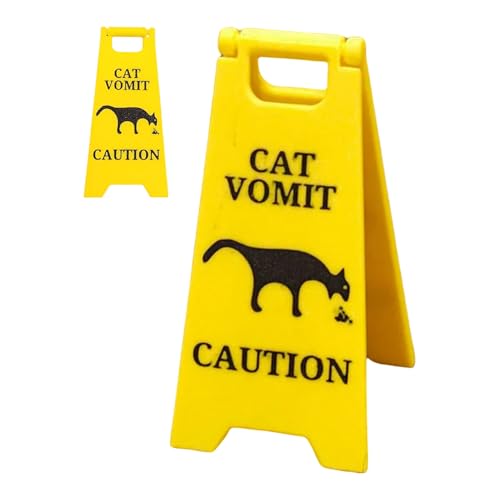 Katze Erbrochenes Warnschild - 3D -gedrucktes Bodenschild Mit Lustiger Katzen | Polylaktid Vorsichtszeichen Tischdekor | Knebelgeschenk | Humorvolle Alarms Für Wohnzimmer Küchenbadezimmer H von Generic