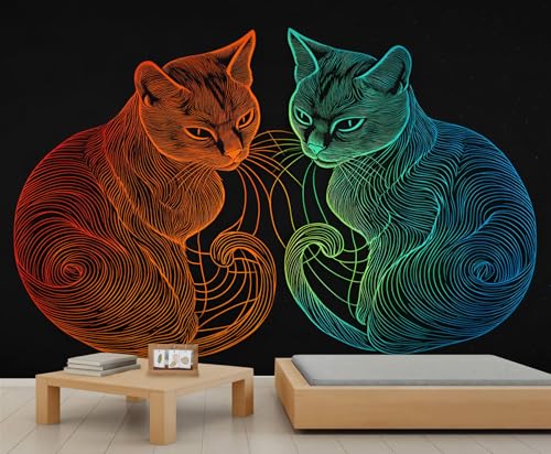 Katzen Tapete Abstraktes Wandbild Tierdruck Mädchenzimmer Tapete Schwarze Tapeten für Wohnzimmer Schlafzimmer Wandbild Poster 490 X 350 cm Katzen Tapete Abstraktes Wandbild Tierdruck Mädchenzimmer Tapete Schwarze Tapeten für Wohnzimmer Schlafzimmer Wandbild Poster 490 X 350 cm von Generic