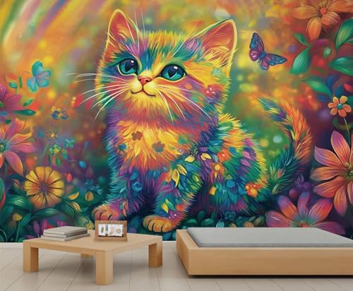 Katzen Tapete Bunte Wandbilder für Schlafzimmer Blumentapete für Wohnzimmer Schmetterlings Tapete Wandbild für Kinderzimmer 300 X 240 cm Katzen Tapete Bunte Wandbilder für Schlafzimmer Blumentapete für Wohnzimmer Schmetterlings Tapete Wandbild für Kinderzimmer 300 X 240 cm von Generic
