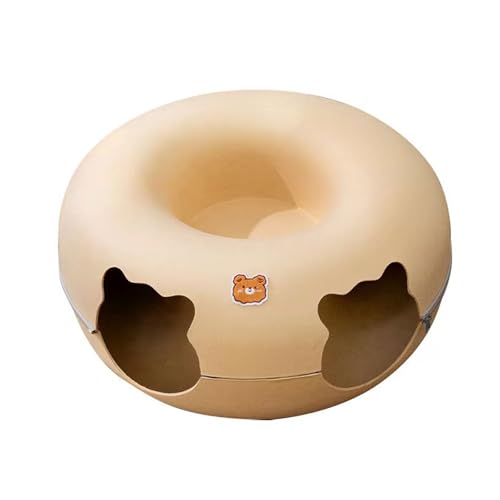 Katzenbett, KatzenhöHle,Katzenkorb Zum Schlafen Abnehmbares Tunnelspielzeug Kann FüR Katzenbetten Oder Katzenspielzeug Verwendet Werden Filz Katzennest Rundes Design(Coffee,50 * 50 * 20cm) von Generic