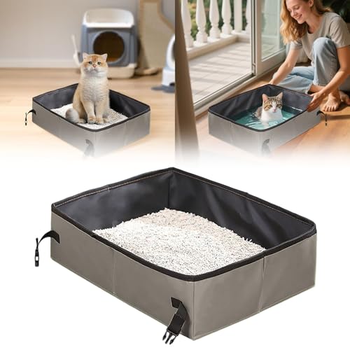 Katzenklo, Faltbare Hundepool, Katzentoilette, Hundepools, Faltbar Tablett, Swimmingpool Planschbecken Hundebadewanne, geräumig für Katzen bis 15 kg, für Hunde und Katzen (Grau) von Generic