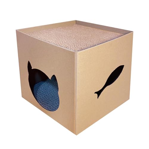 Katzenkratzerbox - Recycelbares Spielhaus Hütte, Robustes Haustiernest | Langlebiger Klauenpolster, komfortabler Lounge -Spot, süße Tierhöhle, kreative Geschenkidee, entspannendes Spielzeug für Katze Katzenkratzerbox - Recycelbares Spielhaus Hütte, Robustes Haustiernest | Langlebiger Klauenpolster, komfortabler Lounge -Spot, süße Tierhöhle, kreative Geschenkidee, entspannendes Spielzeug für Katze von Generic