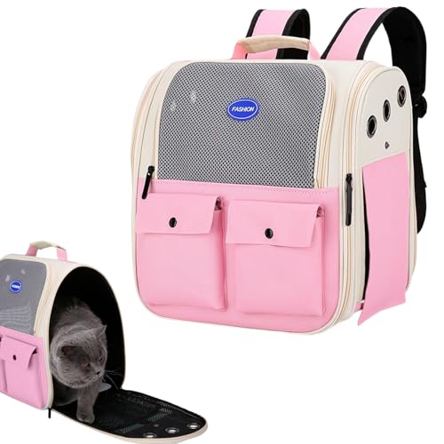 Katzenrucksack – faltbare Reisetasche für Haustiere, Rucksack für Haustiere aus Mesh | Schulterbreite in der Taille geräumige Träger, Riemen mit mehreren Stütztaschen für Katzen mit Katzenrucksack – faltbare Reisetasche für Haustiere, Rucksack für Haustiere aus Mesh | Schulterbreite in der Taille geräumige Träger, Riemen mit mehreren Stütztaschen für Katzen mit von Generic