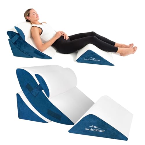 MKS Keilkissen 4-teiliges Ergonomisch Kissen-Set | 12 in 1-Multifunktionsdesign mit Ebnehmbarem & Waschbarem Bezug zum Schlafen und Lesen von MKS