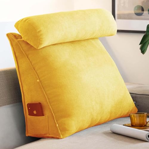 Keilkissen Dreieckiges Lesekissen Kissen Mit Verstellbarem Nacken, Rückenstütze Rückenlehnenkissen Für Schlafsofa, Yellow, 45x45x20cm Keilkissen Dreieckiges Lesekissen Kissen Mit Verstellbarem Nacken, Rückenstütze Rückenlehnenkissen Für Schlafsofa, Yellow, 45x45x20cm von Generic