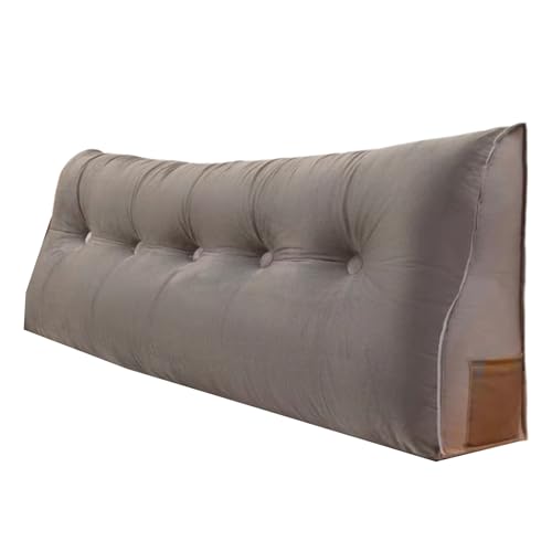 Keilkissen Kopfteil Bett Rückenkissen Lesekissen for Bett Dreieckiges Rückenlehne Kissen Rückenpolster Wand Abnehmbar Lendenkissen Werden Als Kopfteil Sofa Rückenkissen(Grey,150 * 50 * 20cm) von Generic