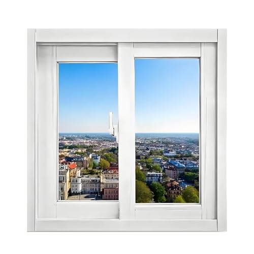 Kellerfenster Schiebefenster, Garagenfenster Fenster für Schuppen aus Aluminium 2-fach Gehärtetem Glas, Thermo Horizontale Schiebefenster 40 50 55 60 65 70 75 80 85 90 100cm(White,82x58cm) von Generic