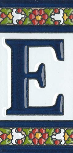 Keramik-Fliesen mit Buchstaben und Rahmen, spanisches Blumenmuster, Buchstabe E von Generic
