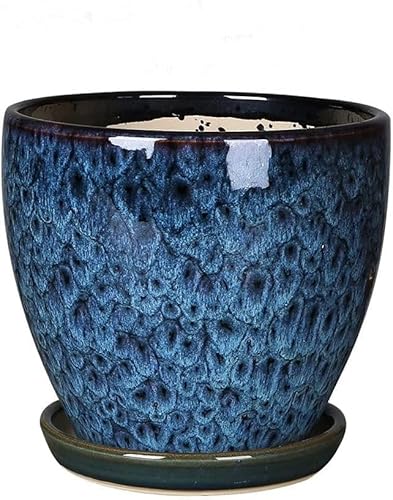 Keramik Glasierter Blumenbehälter Europäischer Blauer Blumentopf Sukkulente Innenhaus Keramik Extra Großes Wohnzimmer Persönlichkeit Grünes Becken Mit Abflussloch Bonsai, Blue,Green, 25.5CM Keramik Glasierter Blumenbehälter Europäischer Blauer Blumentopf Sukkulente Innenhaus Keramik Extra Großes Wohnzimmer Persönlichkeit Grünes Becken Mit Abflussloch Bonsai, Blue,Green, 25.5CM von Generic