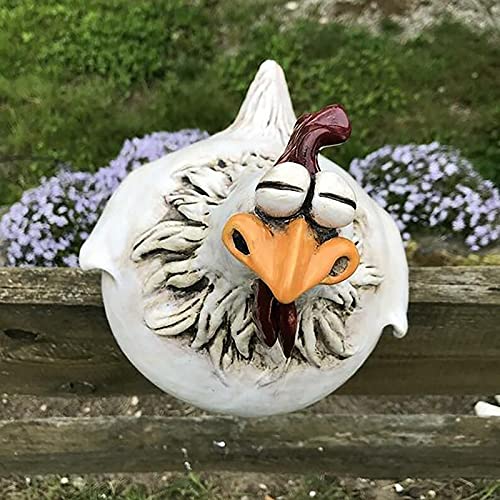 Keramik Huhn Gartendeko Hühner Deko Garten Statuen Outdoor-Dekoration Huhn Ornament Gartenstatue Dekorative Gartenfigur Henne Huhn Gartenstecker Hinterhof für draußen Zaunhocker (C, One Size) von Generic