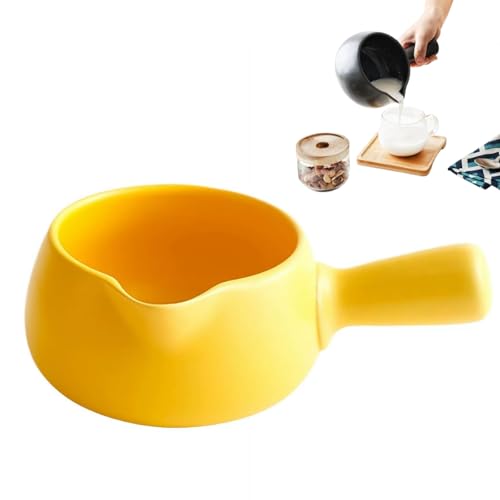 Keramik-Milchtopf – 800 ml Lebensmittelqualität Antihaft-Wasserkocher, platzsparend, Mehrzweck-Kochtopf für heiße Milch, Suppe & Tee (Gelb) von Generic