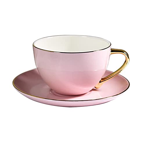 Keramik-Set für Kaffee und Tee, Tassen und Untertassen, Bone China, Moderne Tassen, Tassen, hochwertiges Set aus Kaffeetasse und Untertasse, Pink, wie abgebildet Keramik-Set für Kaffee und Tee, Tassen und Untertassen, Bone China, Moderne Tassen, Tassen, hochwertiges Set aus Kaffeetasse und Untertasse, Pink, wie abgebildet von Generic