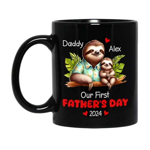 Keramik Tasse Papa Und Baby Faultier Tassendruck,Beidseitig Bedruckt,Modern,Kaffeetasse Für Kaffee Tee Freundin 330Ml von Generic