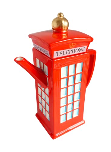 Keramik-Teekanne in Form einer Telefonzelle in London-Form, Rot von Generic
