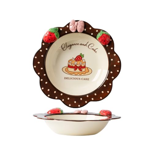 Keramikgeschirr Nudelteller Schüssel Und Tasse Kombination Haushalt Cartoon Cute Set Abendessen Snack Frühstück Dessert Vogelnest Salat Obst Eiscreme Suppe(8,5 "Pfannenkuchen) von Generic